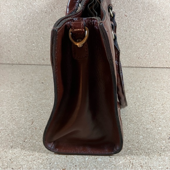 PATRICIA NASH Leather Primrose Satchel BOHO Brown Tooled Bag Floral & Gold - Picture 6 of 15